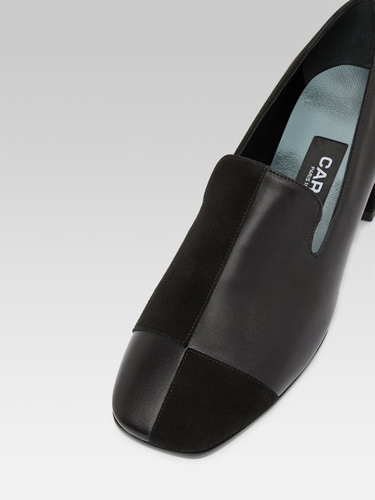 Silvia - Moccasins cuir et cuir velours noir - Image numéro 3