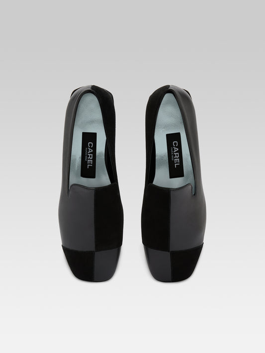 Silvia - Moccasins cuir et cuir velours noir - Image numéro 4