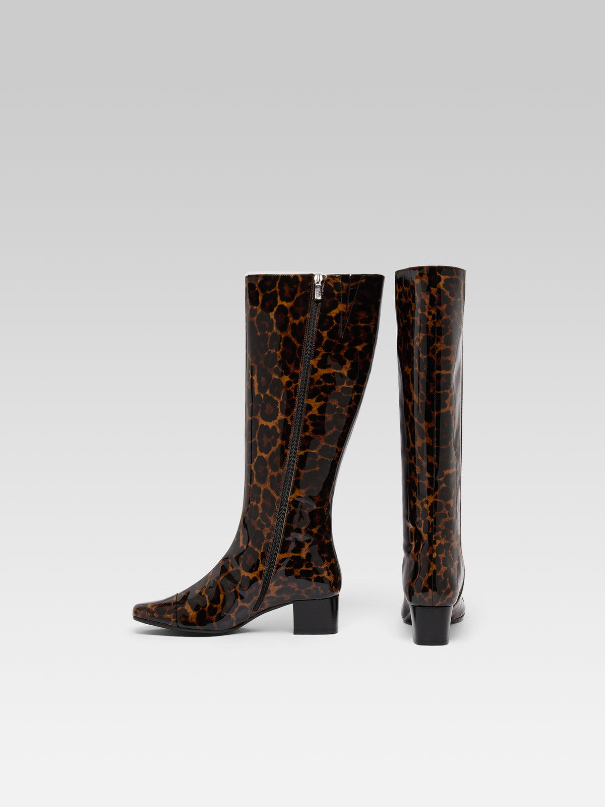 Malaga - Bottes cuir verni leopard
