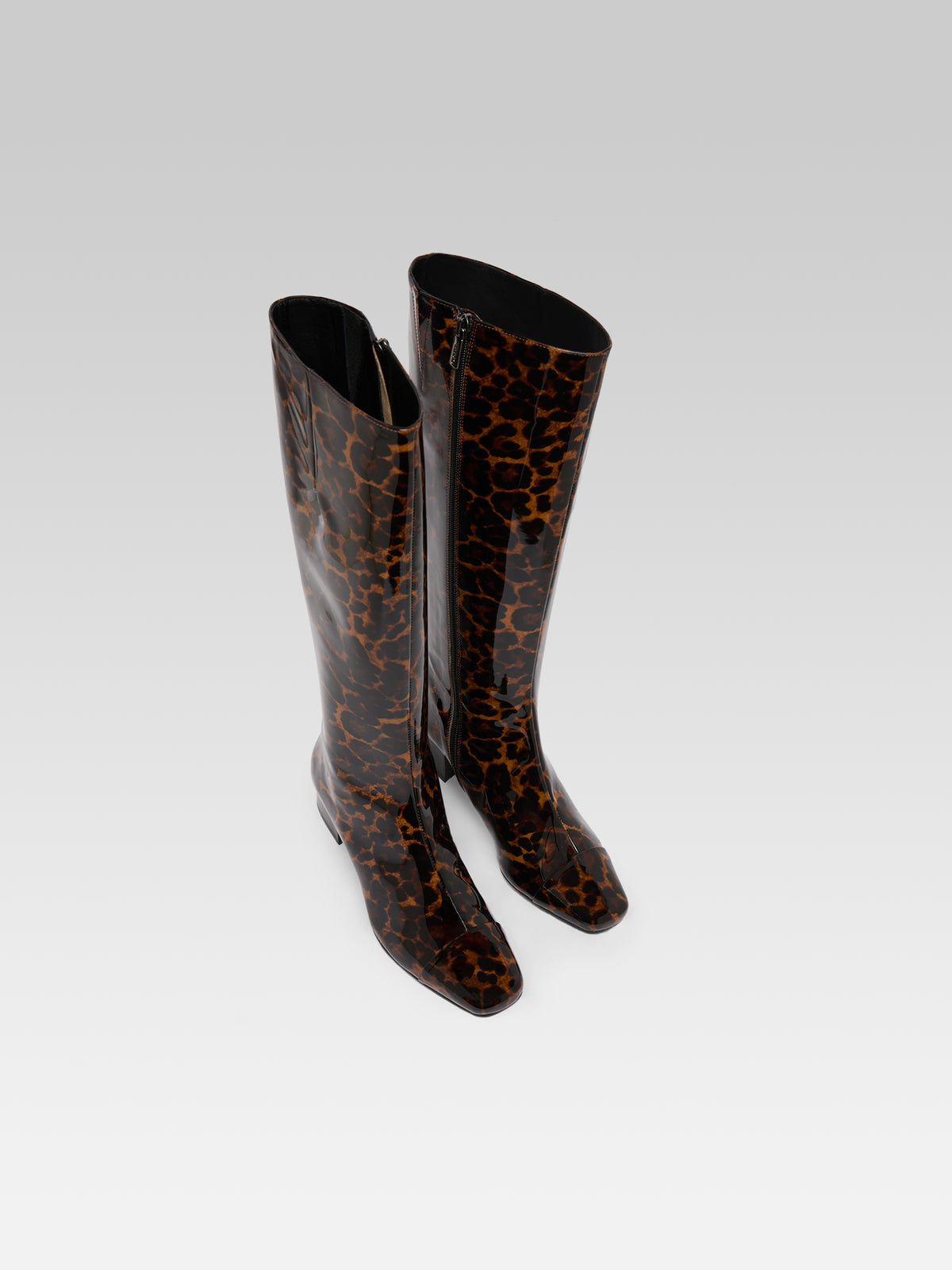 Malaga - Bottes cuir verni leopard