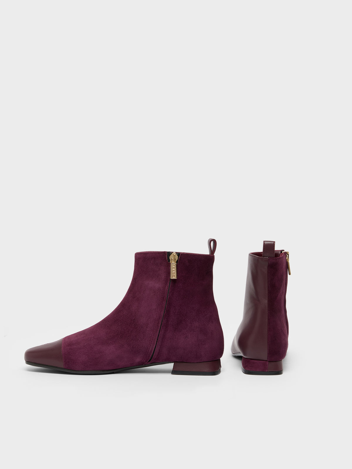 Simonetta - Burgundy leather and suede ankle boots - Image number 3