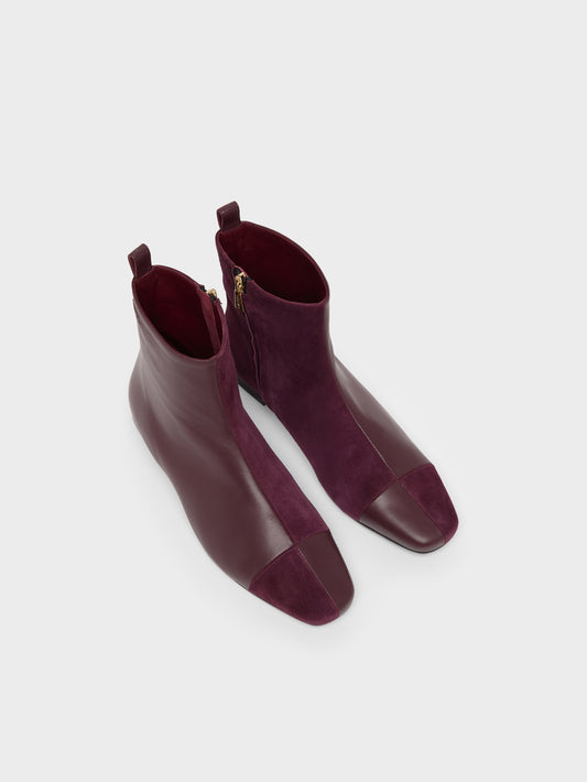 Simonetta - Burgundy leather and suede ankle boots - Image number 4