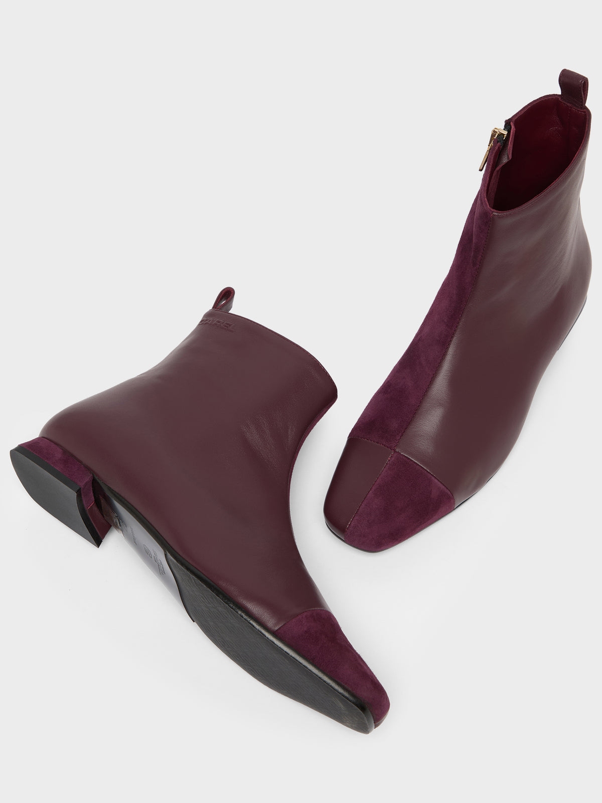Simonetta - Burgundy leather and suede ankle boots - Image number 5