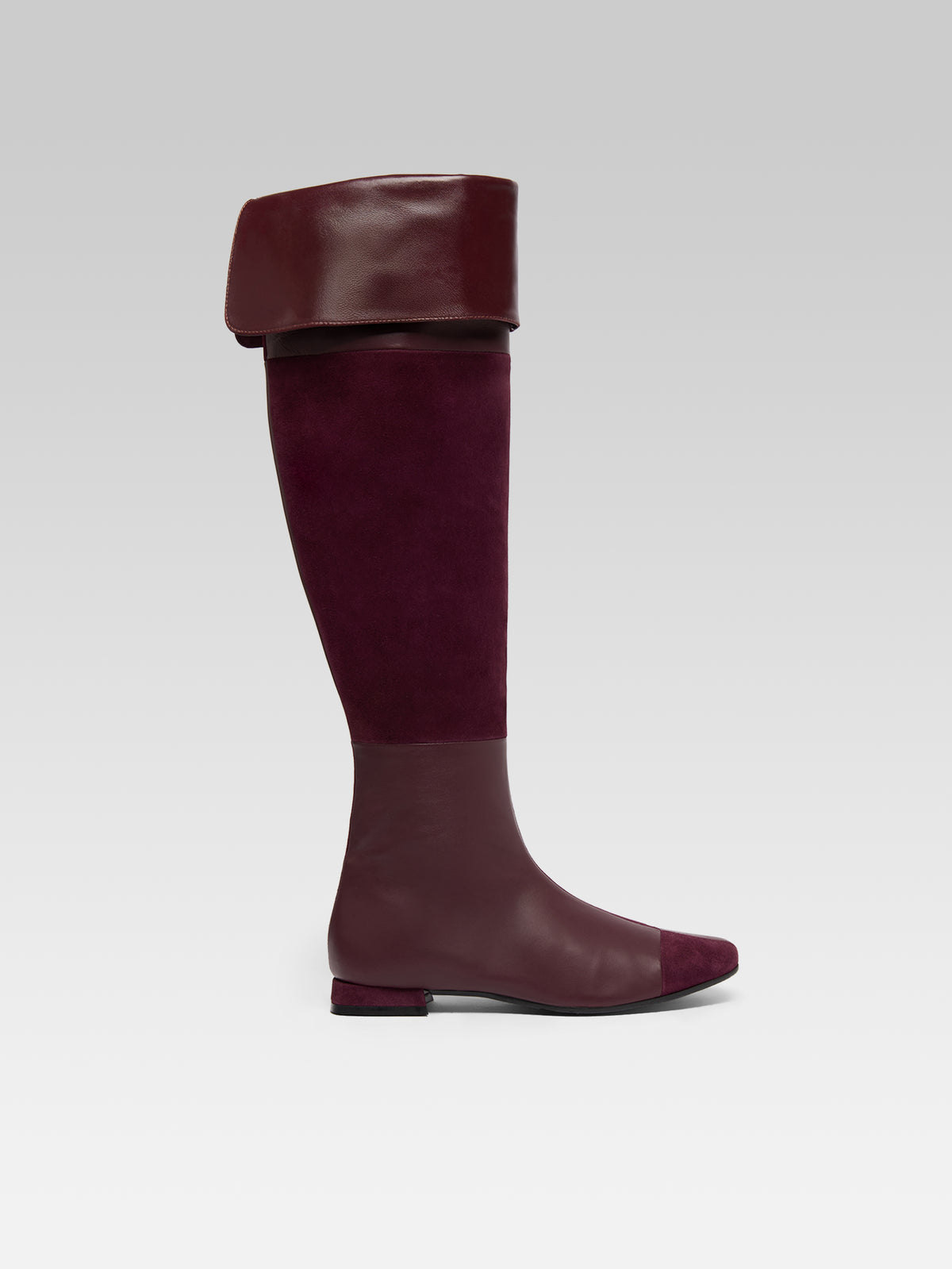 Simona - Cuissardes en cuir et cuir velours aubergine