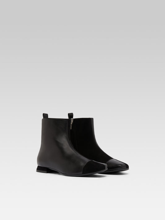Simonetta - Black leather and suede boots - Image number 3