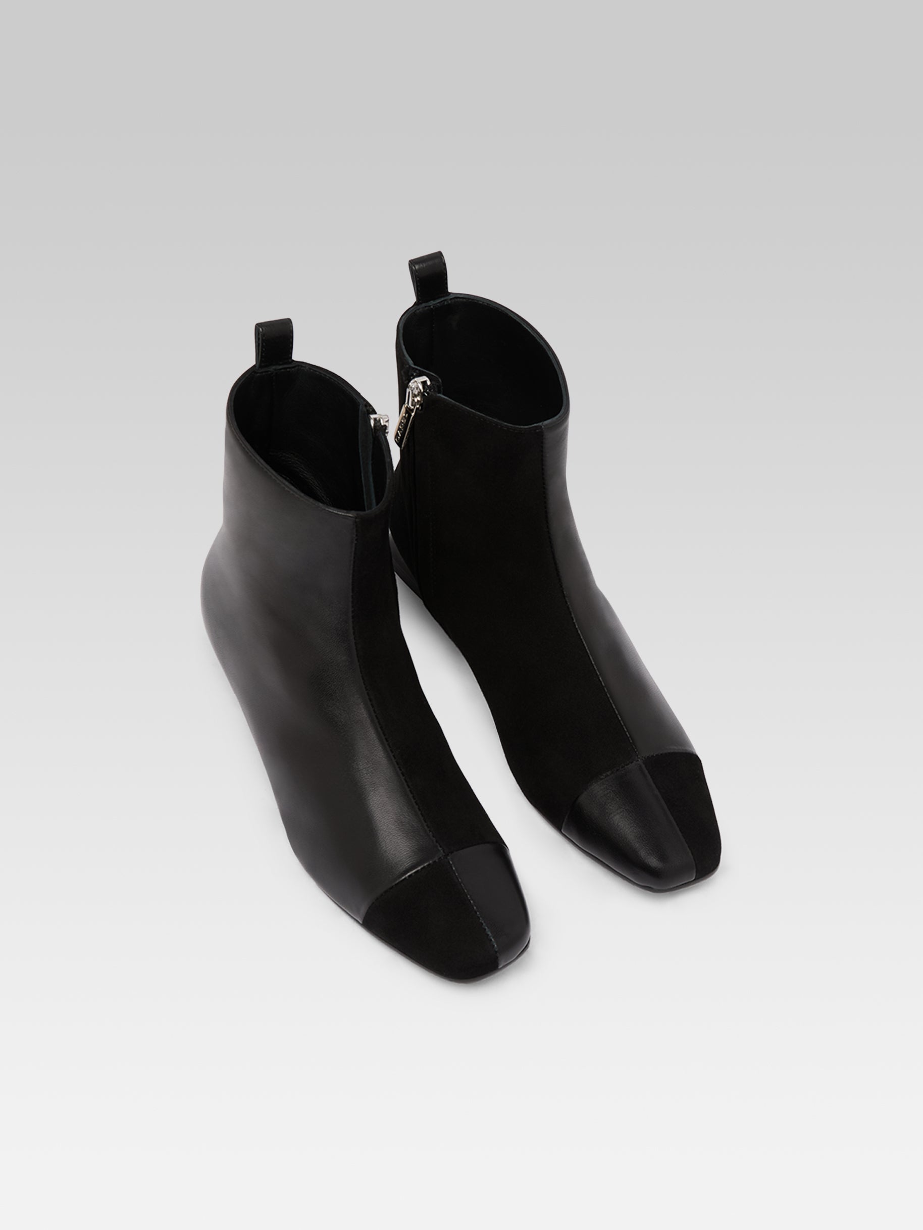 Simonetta - Black leather and suede boots - Image number 2
