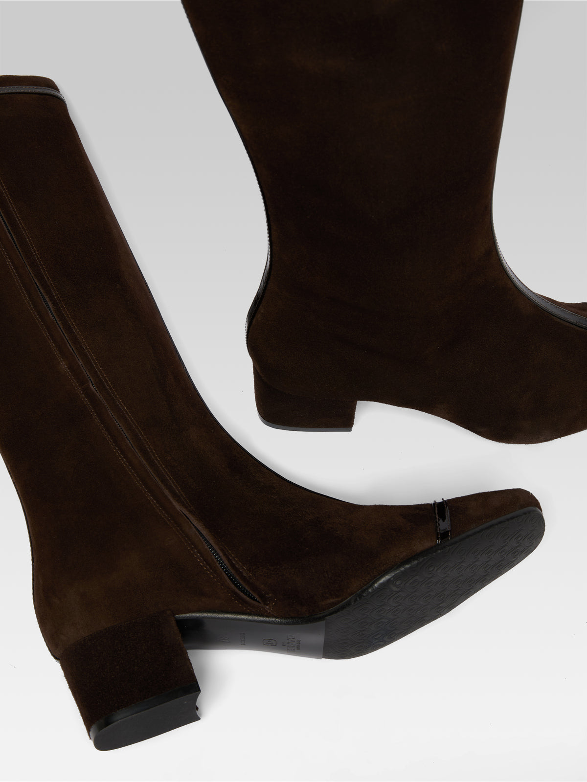 Starter - Chocolate suede leather boots with patent leather straps - Image number 5