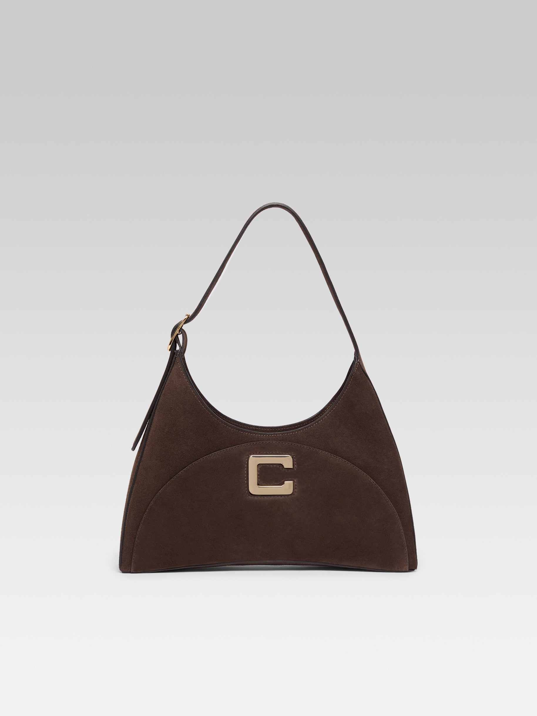 Concorde - Chocolate suede leather shoulder bag - Image number 1