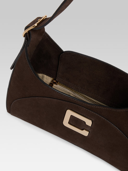 Concorde - Chocolate suede leather shoulder bag - Image number 6