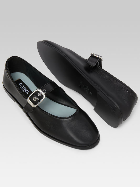 Iris - Black patent leather Mary Jane flats - Image number 5