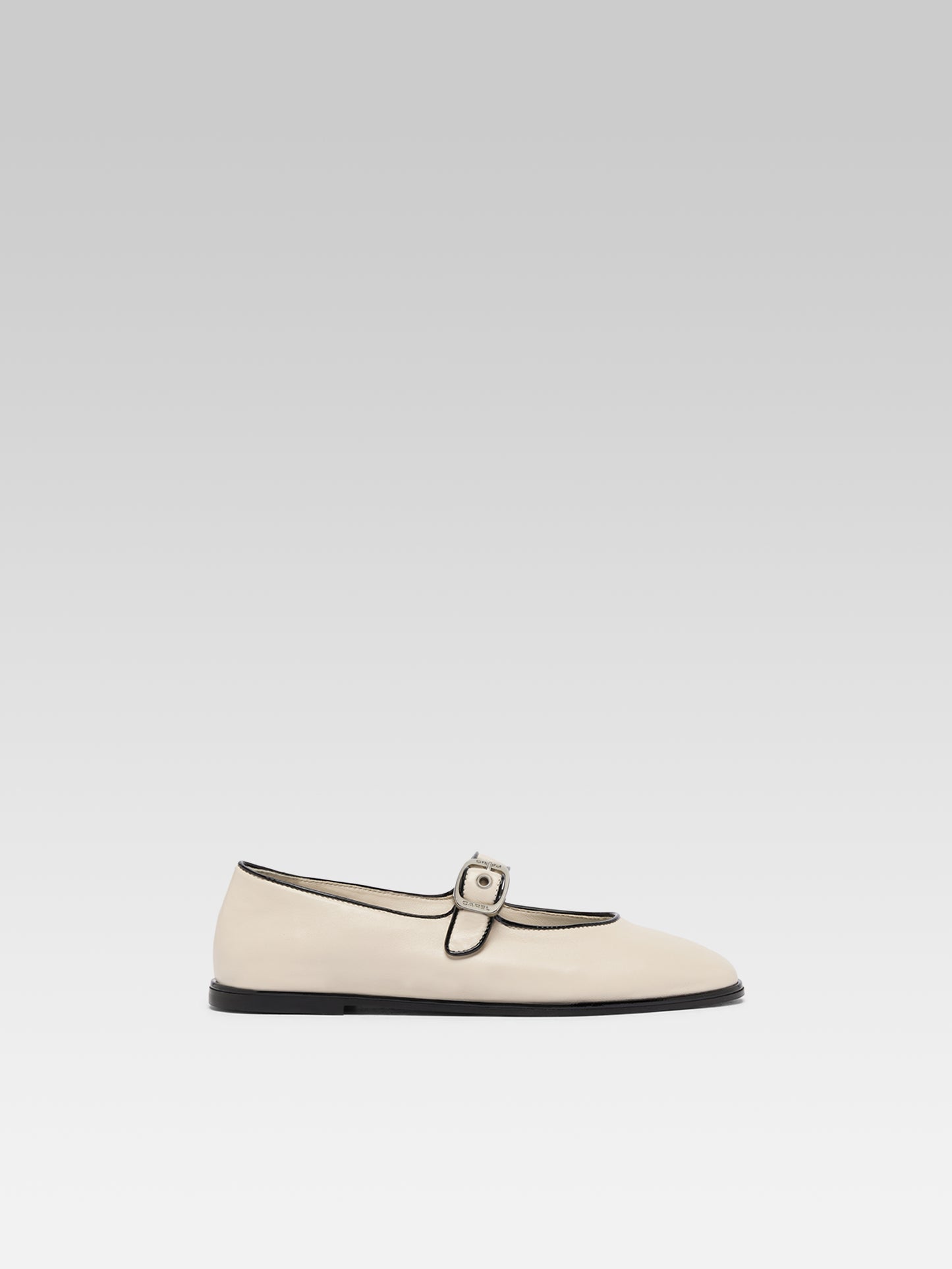 Iris - Ballerines babies cuir ivoire et verni noir