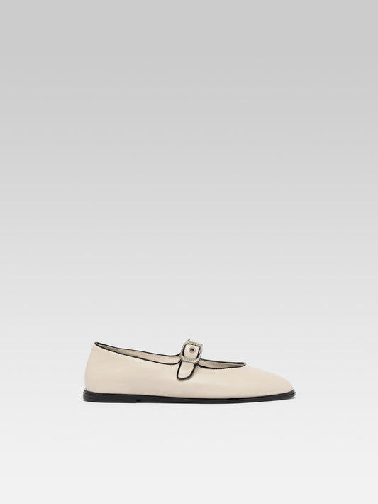 Iris - Ballerines babies cuir ivoire et verni noir
