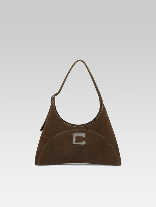 Concorde - Sac épaule cuir velours kaki