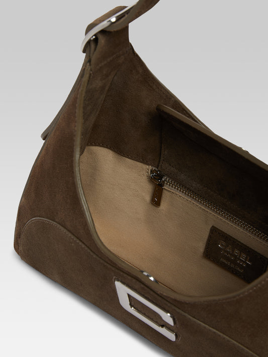 Concorde - Sac épaule cuir velours kaki - Image numéro 5