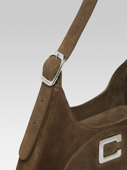 Concorde - Sac épaule cuir velours kaki - Image numéro 2