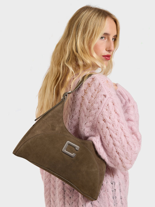 Concorde - Khaki suede leather shoulder bag - Image number 2