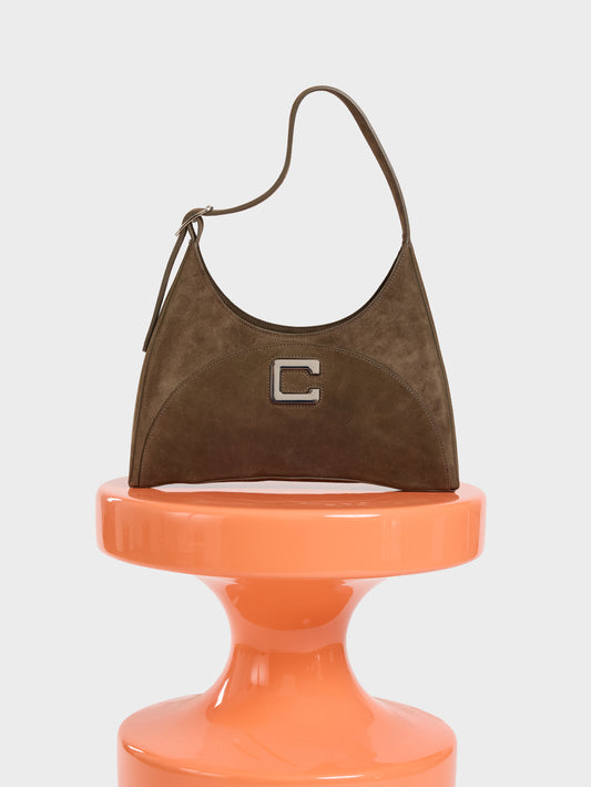 Concorde - Khaki suede leather shoulder bag - Image number 7
