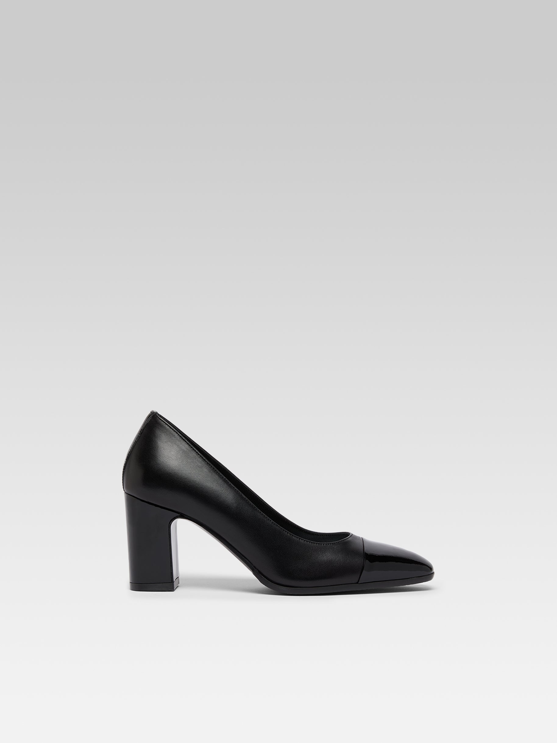 Rosana - Black leather and patent leather pumps - Image number 1