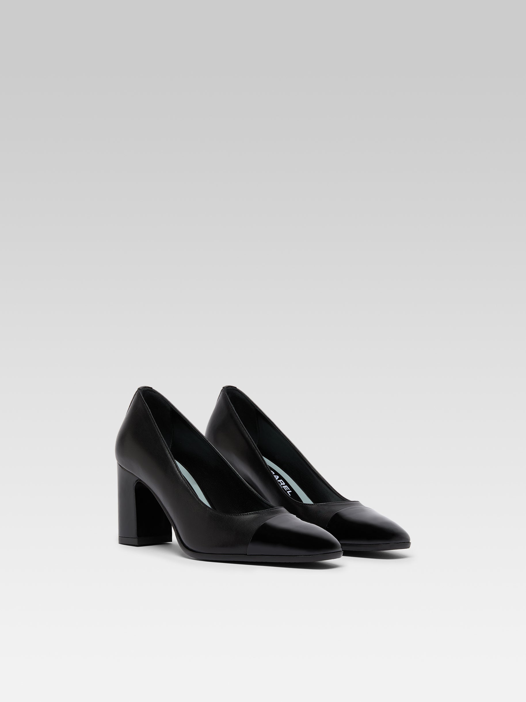 Rosana - Black leather and patent leather pumps - Image number 2