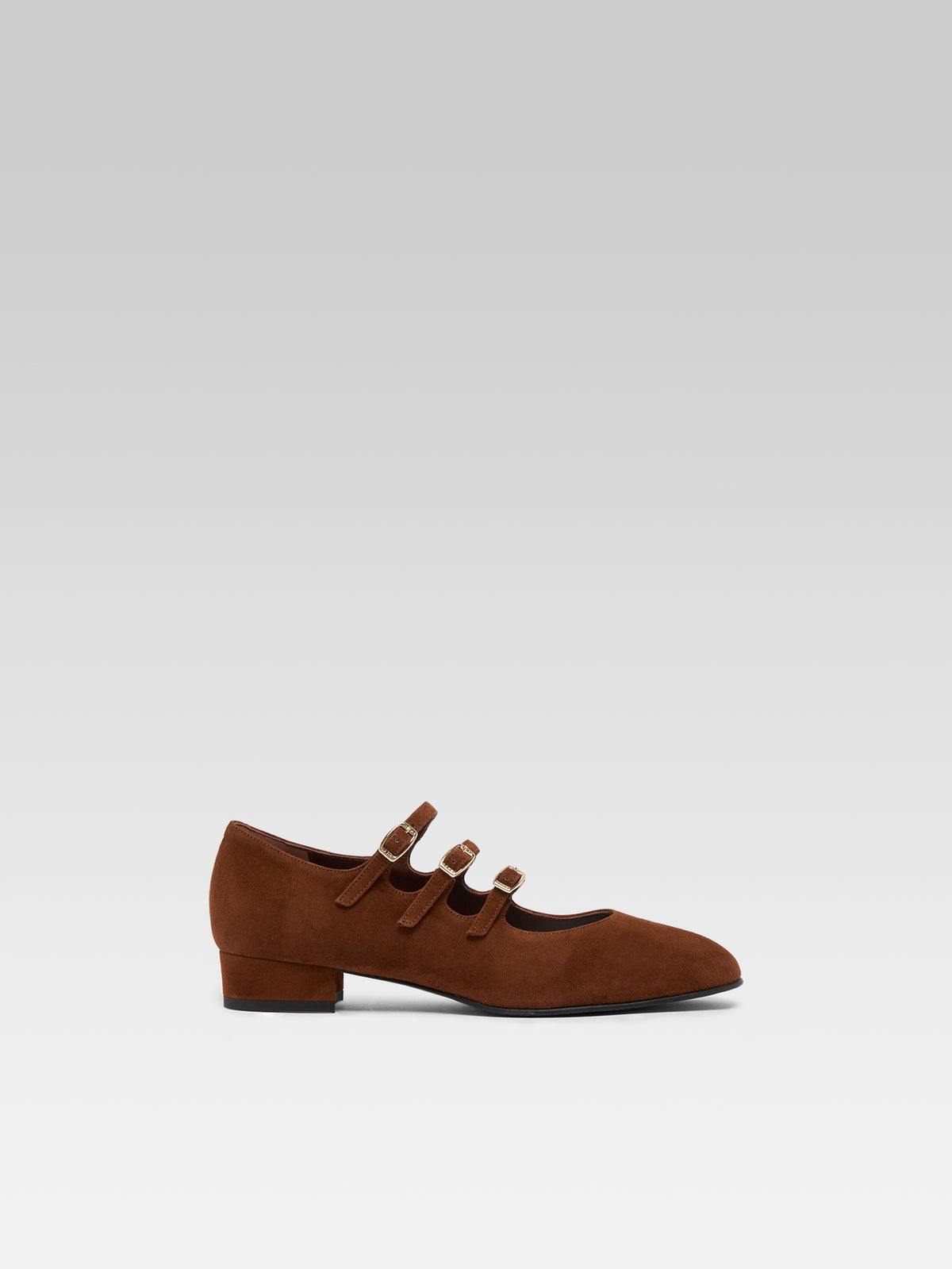 Ariana - Ballerines babies cuir velours brandy