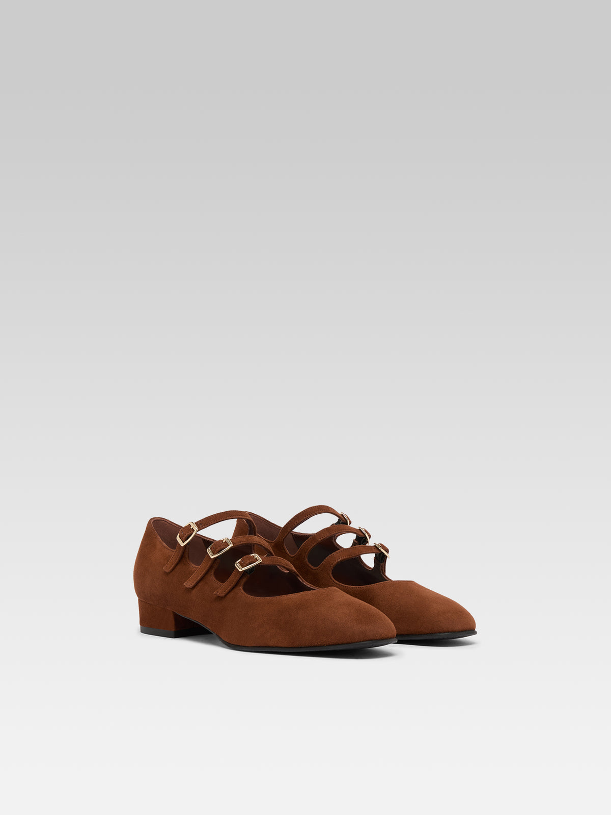 Ariana - Ballerines babies cuir velours brandy