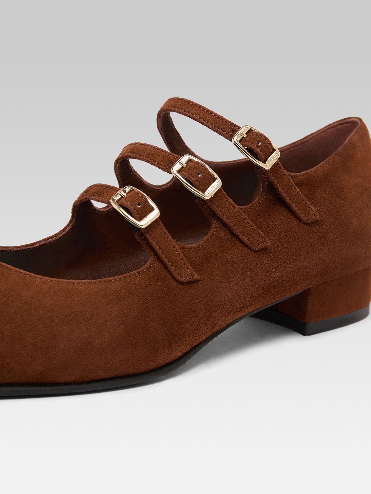 Ariana - Ballerines babies cuir velours brandy