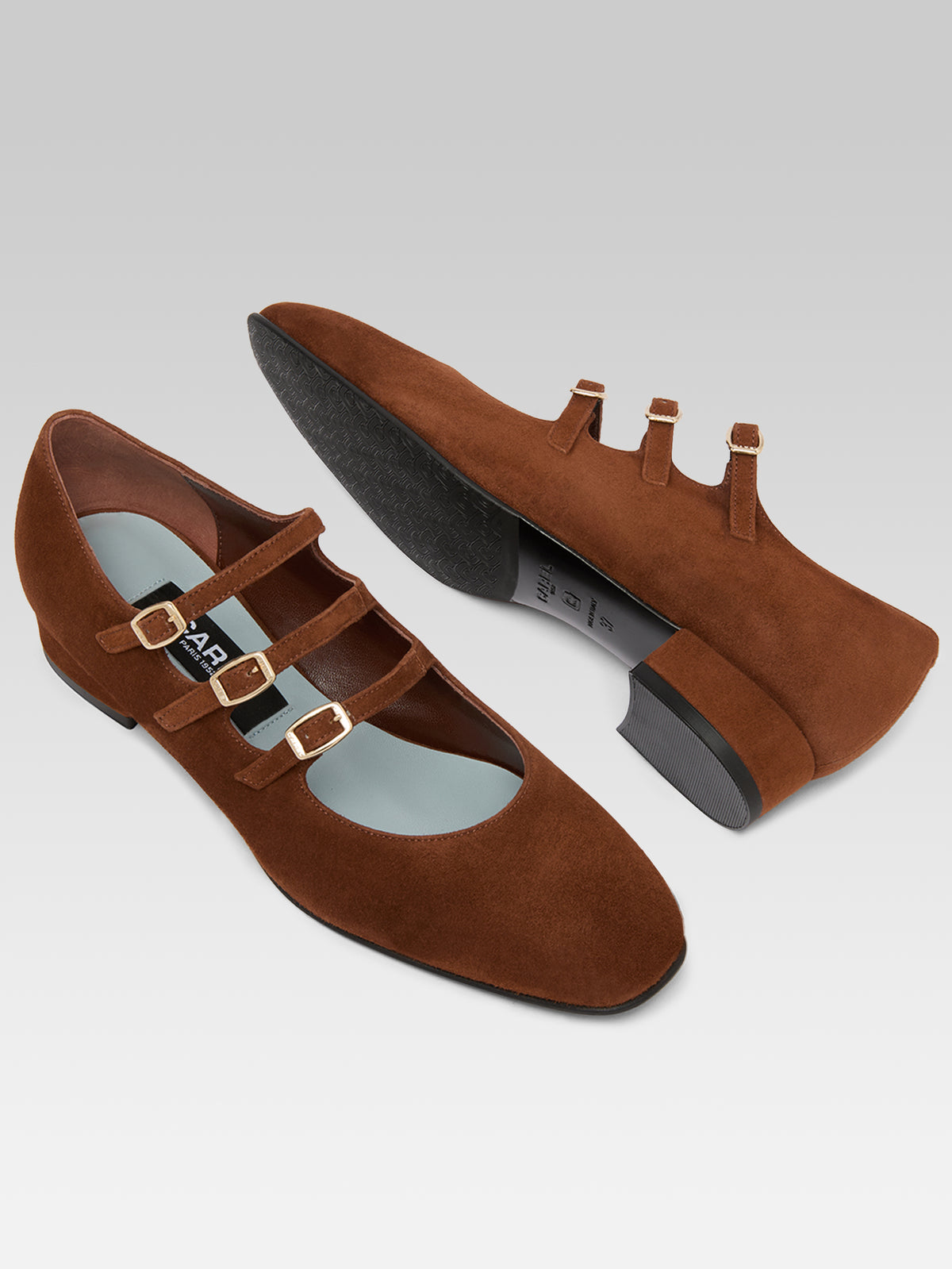 Ariana - Ballerines babies cuir velours brandy - Image numéro 5