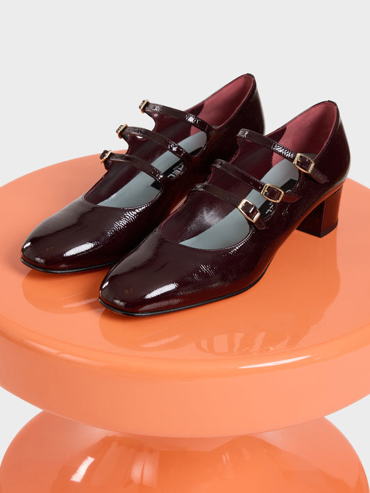 Kina - Escarpins babies cuir verni aubergine - Image numéro 7