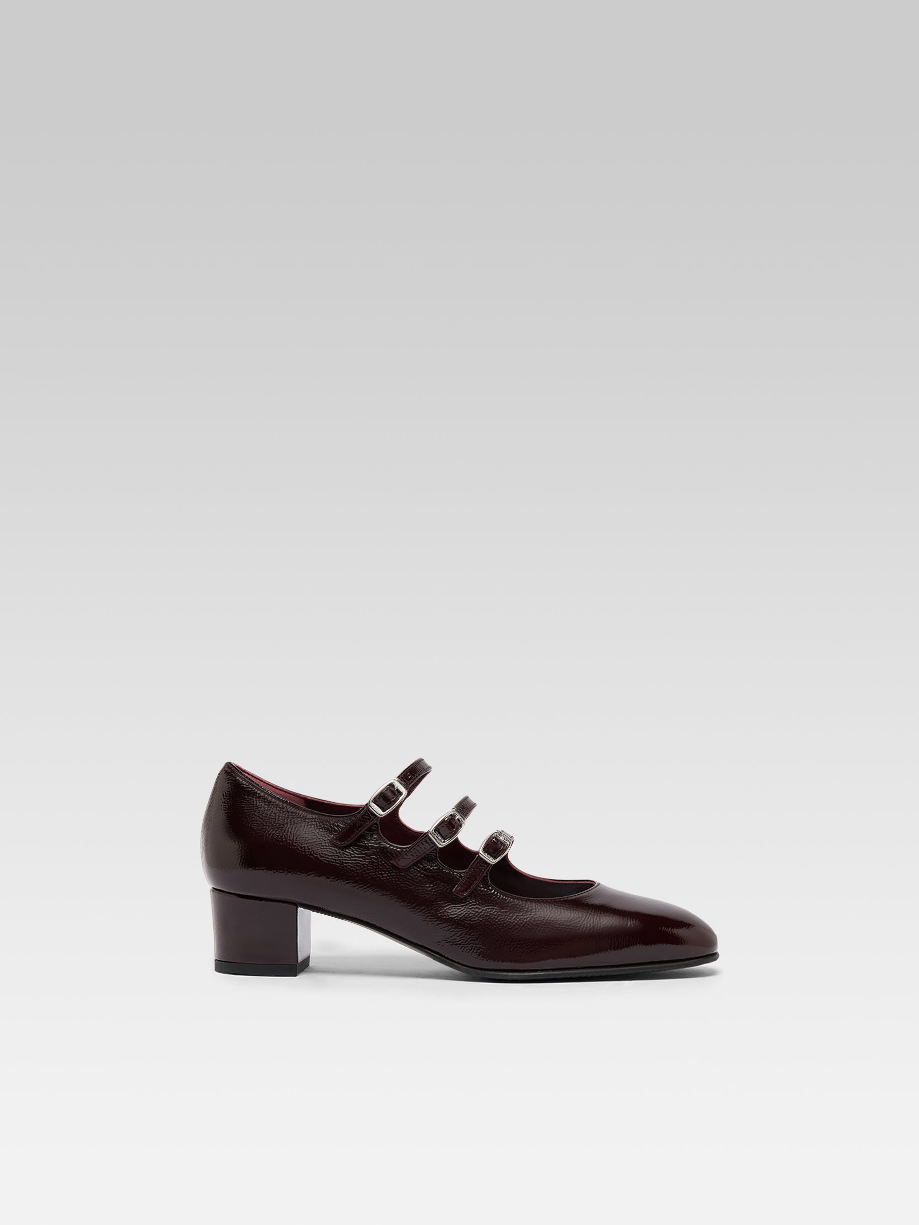 Kina - Aubergine patent leather mary jane pumps