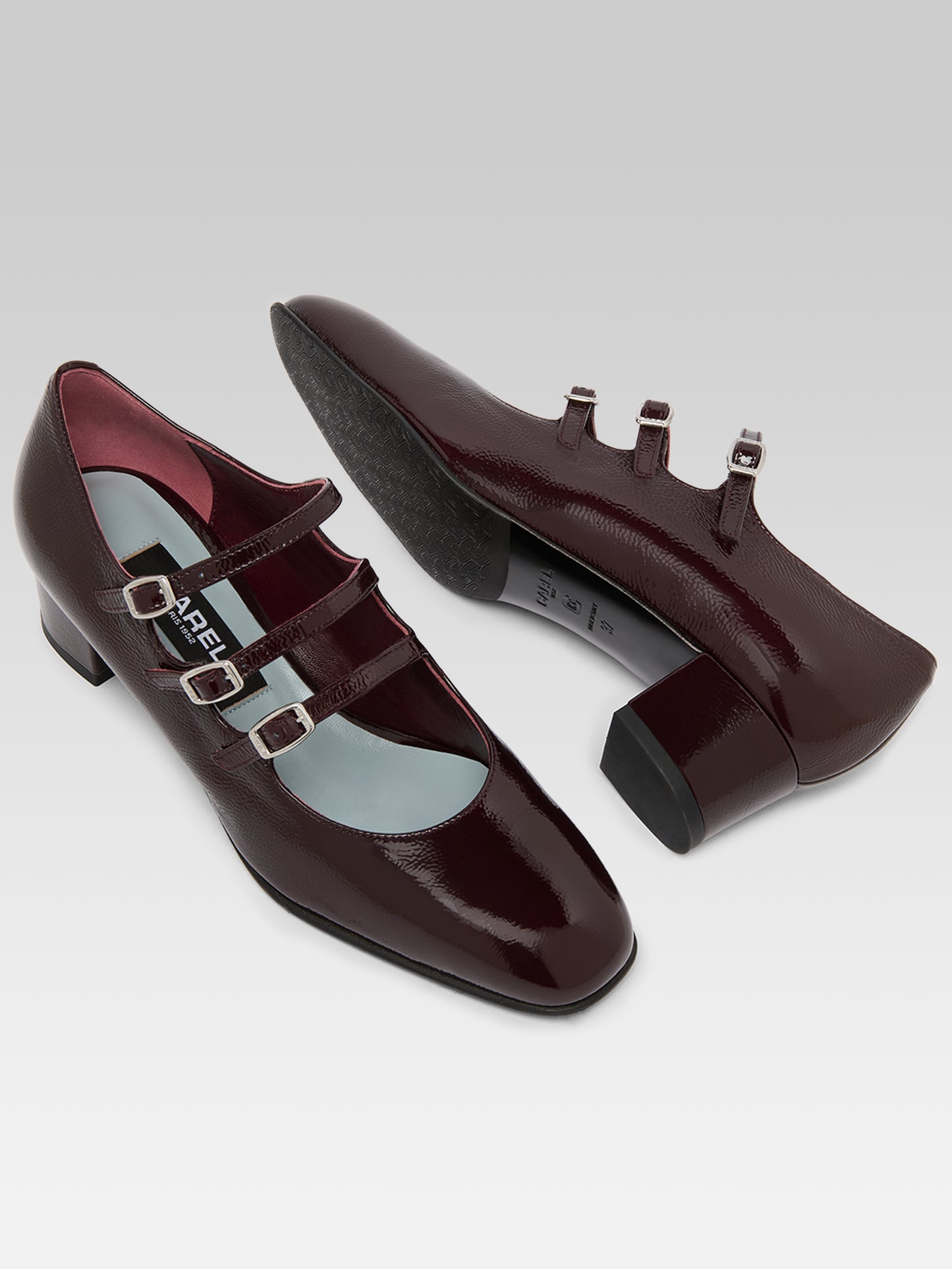 Kina - Aubergine patent leather mary jane pumps