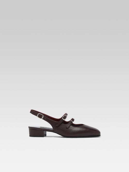 Peach - Burgundy leather slingback babies