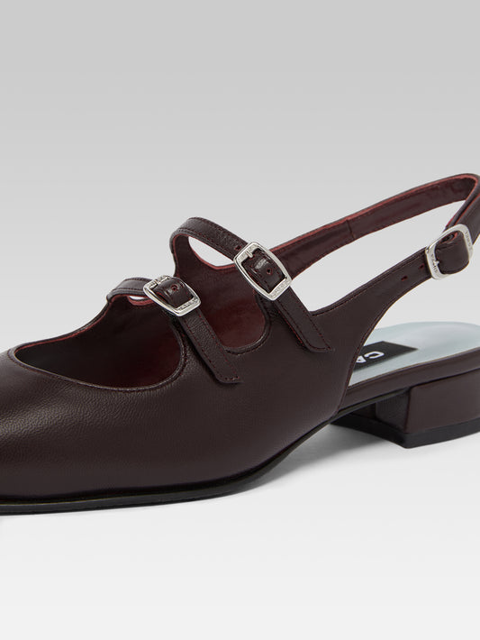 Peach - Burgundy leather slingback babies - Image number 3