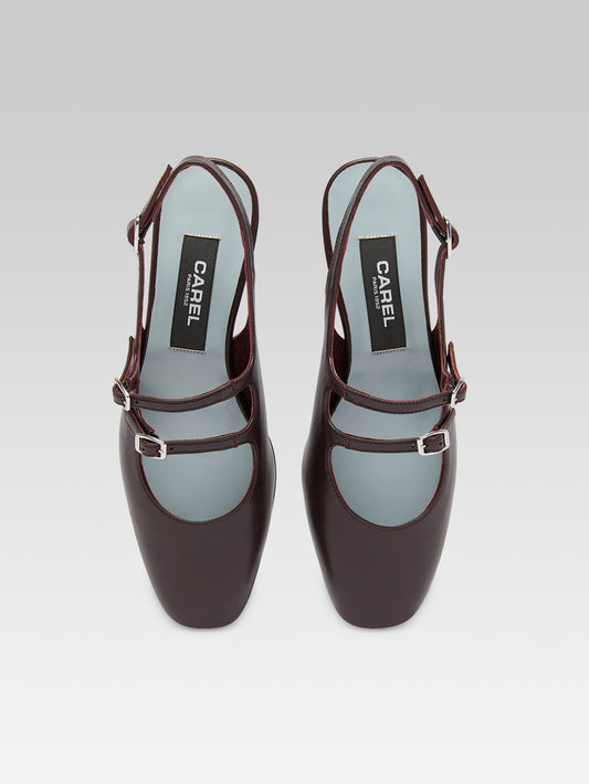Peach - Burgundy leather slingback babies - Image number 4