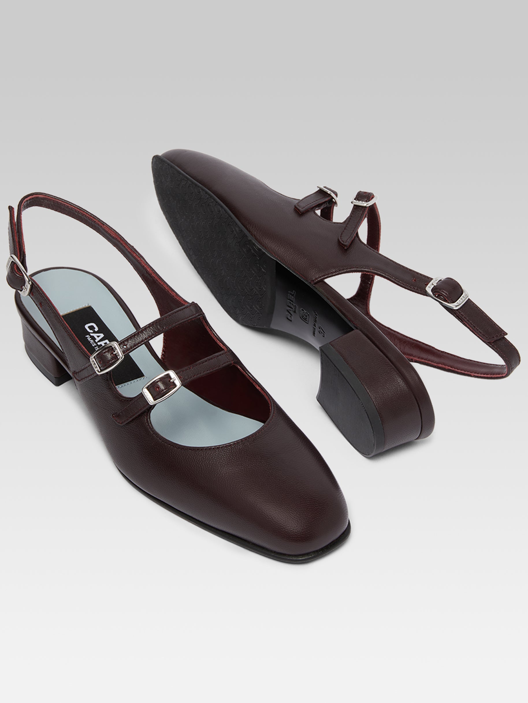 Peche -  Babies slingback cuir bordeaux - Image numéro 5