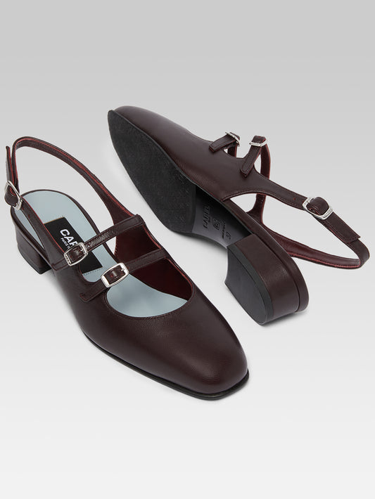 Peach - Burgundy leather slingback babies - Image number 5