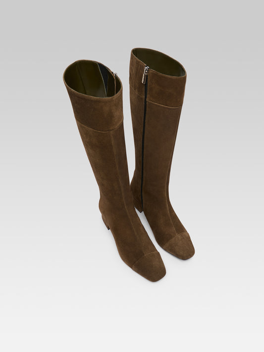 Malaga - Khaki Suede Leather Boots - Image number 2