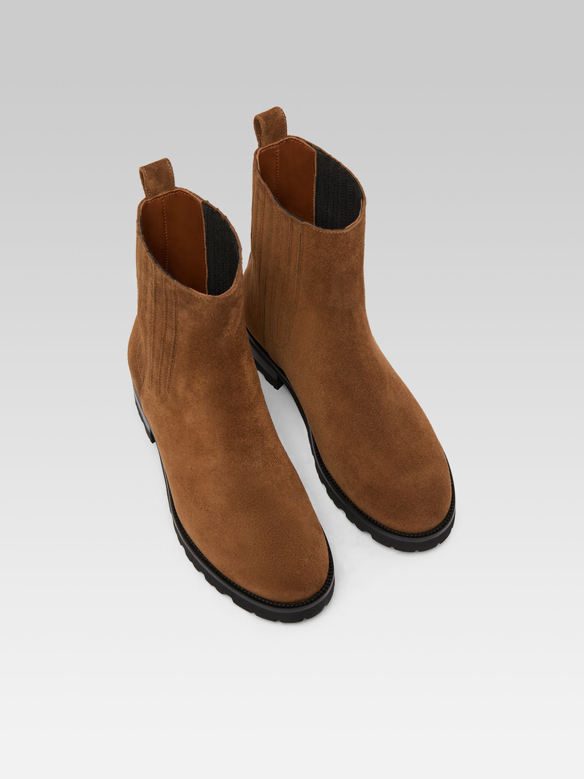 Chouchou - Bottines cuir velours brandy