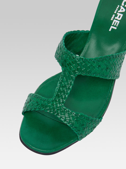 Pyramide T - Mules cuir tressé vert - Image numéro 3
