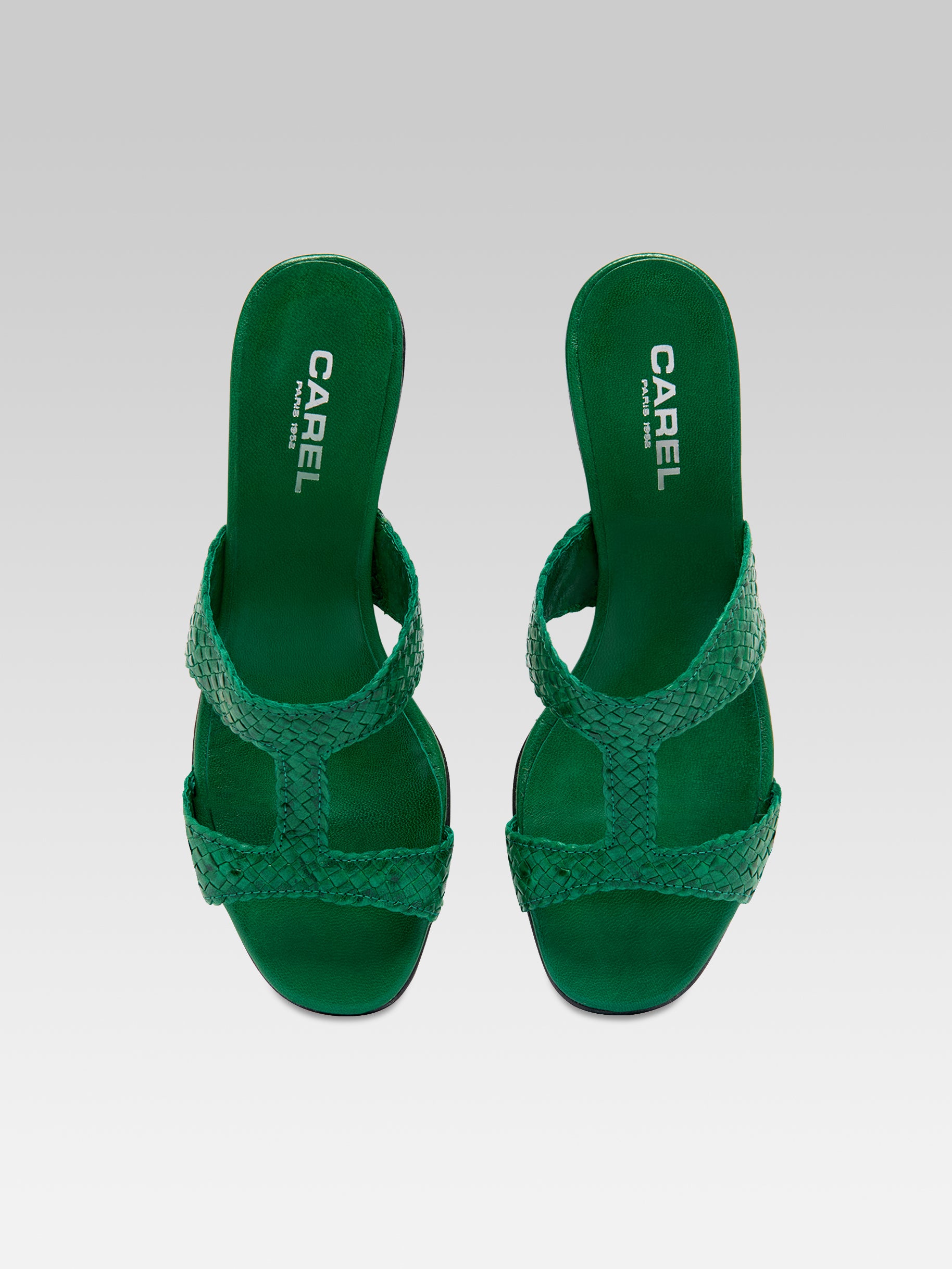 Pyramide T - Green braided leather mules - Image number 4
