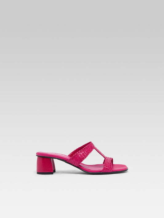 Pyramide T - Pink braided leather mules - Image number 1