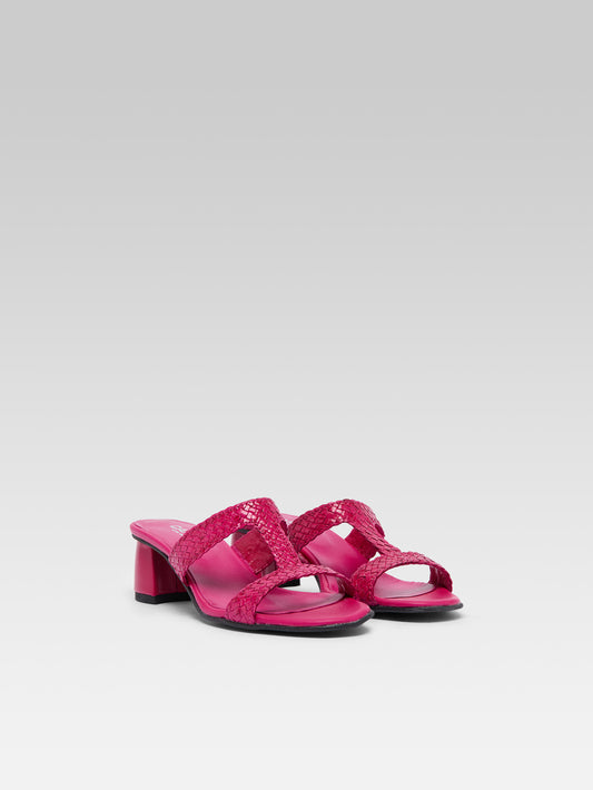 Pyramide T - Pink braided leather mules - Image number 2
