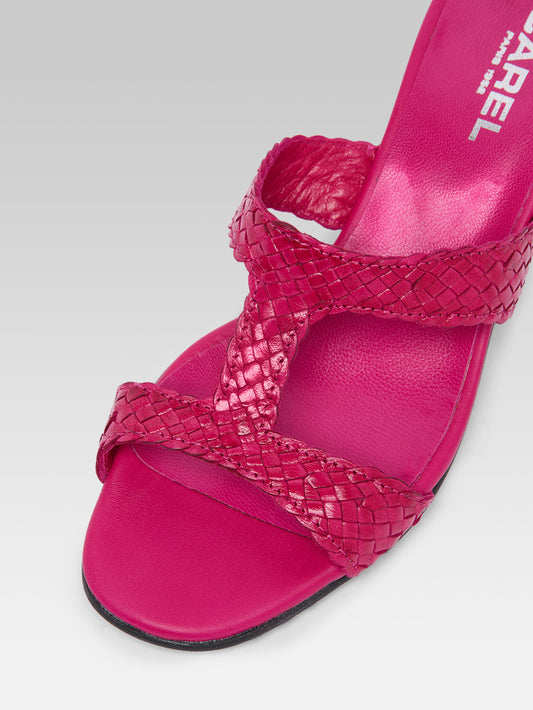Pyramide T - Pink braided leather mules - Image number 4