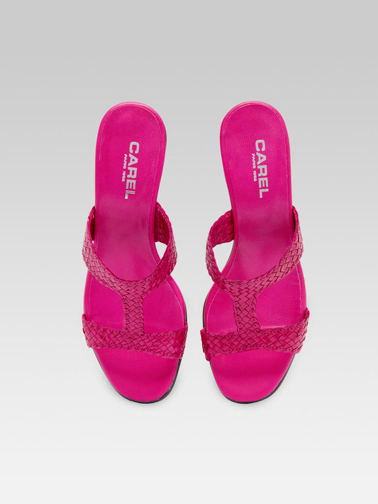 Pyramide T - Pink braided leather mules - Image number 5