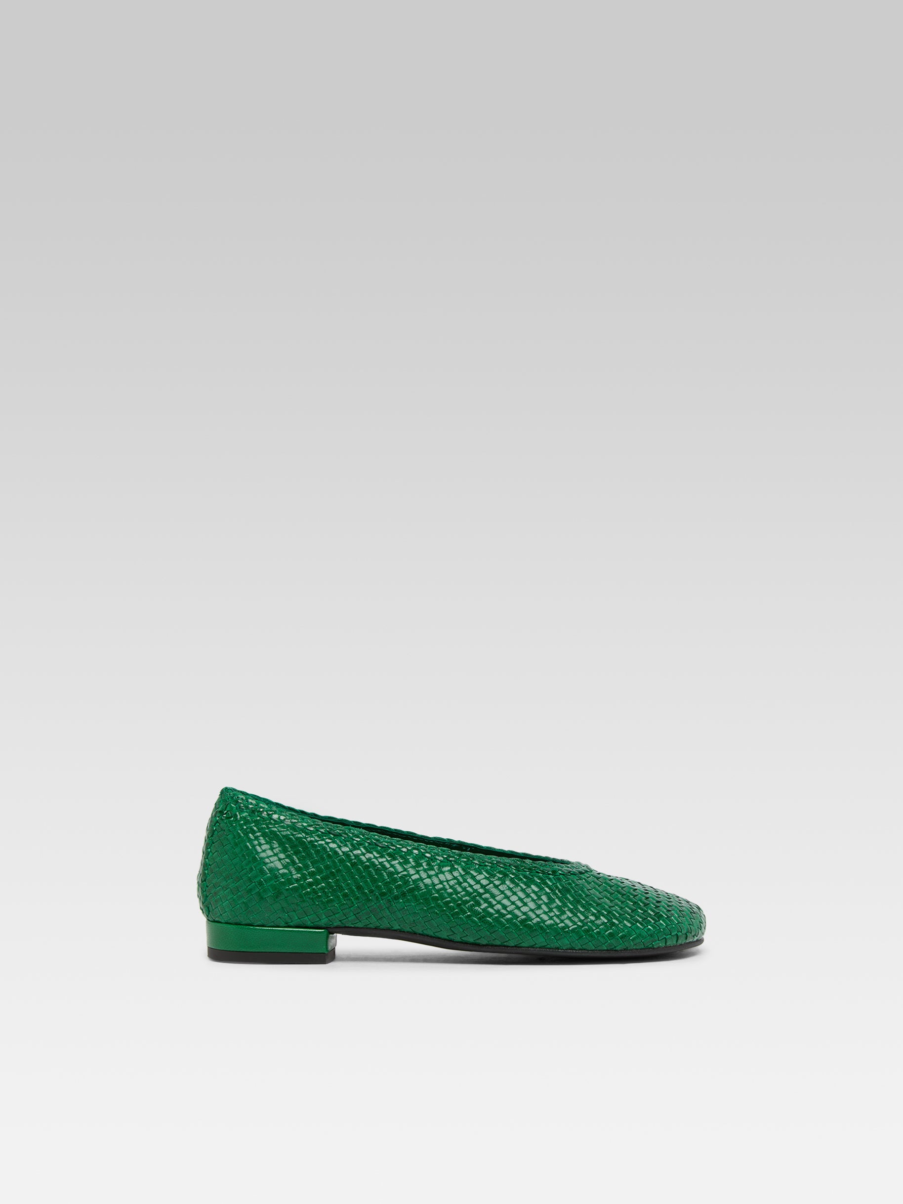 Cassis - Ballerines cuir tressé vert