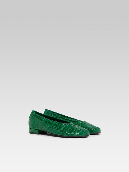 Cassis - Green braided leather ballet flats - Image number 2