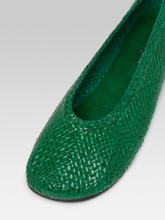 Cassis - Green braided leather ballet flats - Image number 3