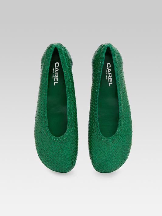 Cassis - Green braided leather ballet flats - Image number 4