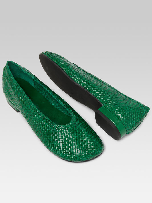 Cassis - Green braided leather ballet flats - Image number 5