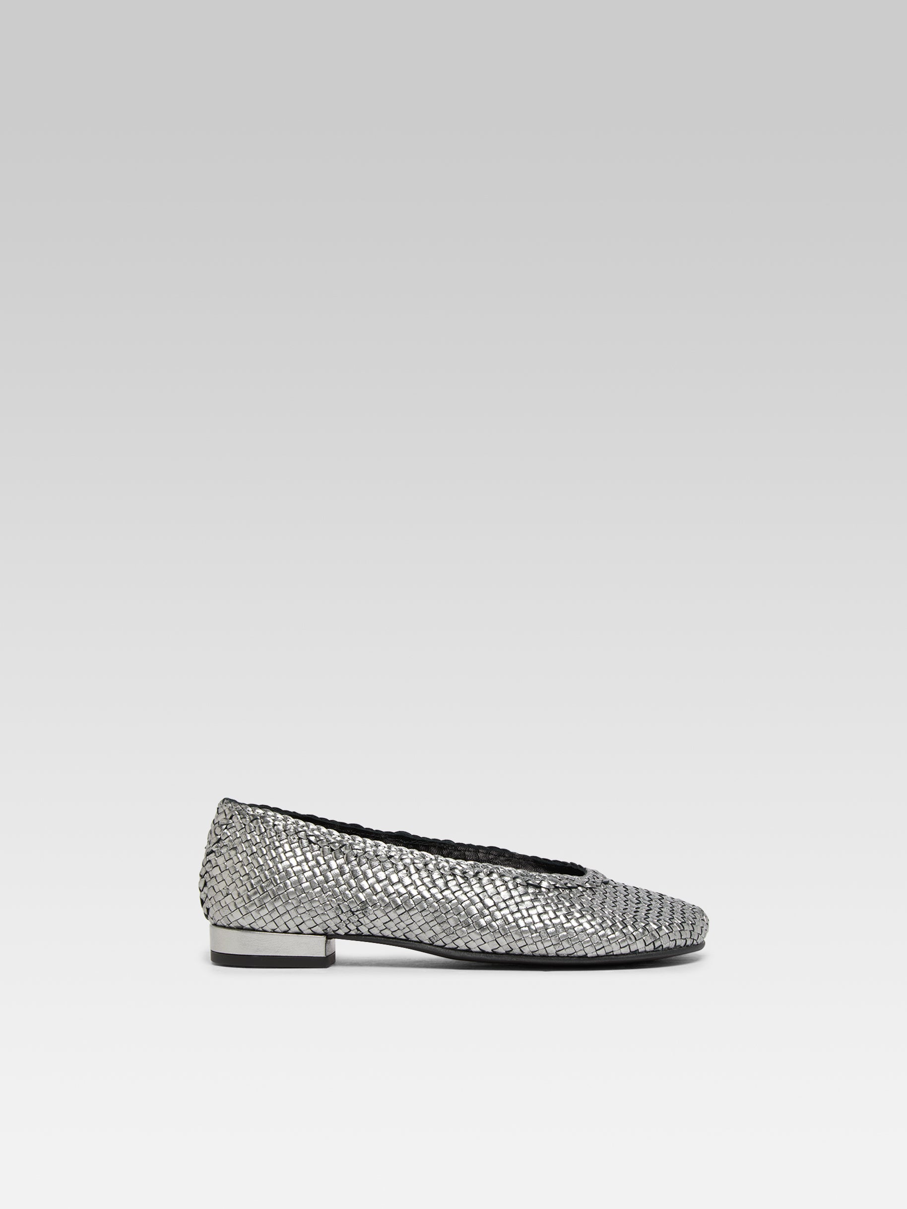 Cassis - Ballerines cuir tressé argenté