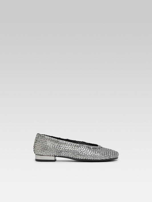 Cassis - Silver braided leather ballet flats